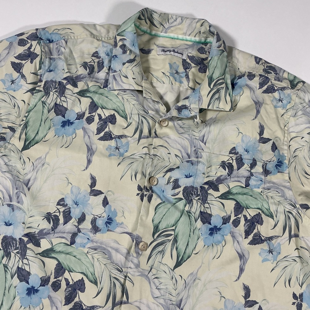 Tommy Bahama Vista Mar Bravo Beach Camp Shirt Men's Blue Floral IslandZone XL